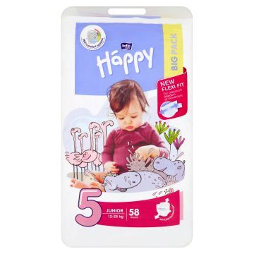 Bella Baby Happy Pieluszki Jednorazowe 5 Junior 12-25 Kg 58 szt.