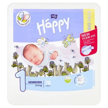 Bella Baby Happy Pieluszki Jednorazowe 1 Newborn 2-5 Kg 78 szt.
