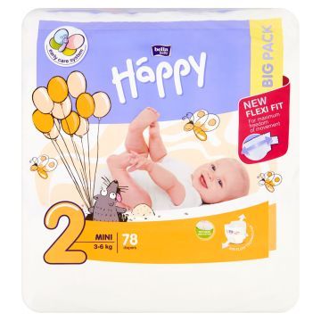 Bella Baby Happy Pieluszki Jednorazowe 2 Mini 3-6 Kg 78 szt.