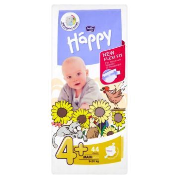 Bella Baby Baby Happy Pieluszki Jednorazowe 4+ Maxi Plus 9-20 Kg 44 szt.
