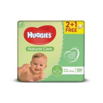 Huggies Natural Care 2+1 Chusteczki Nawilżane 1 szt.