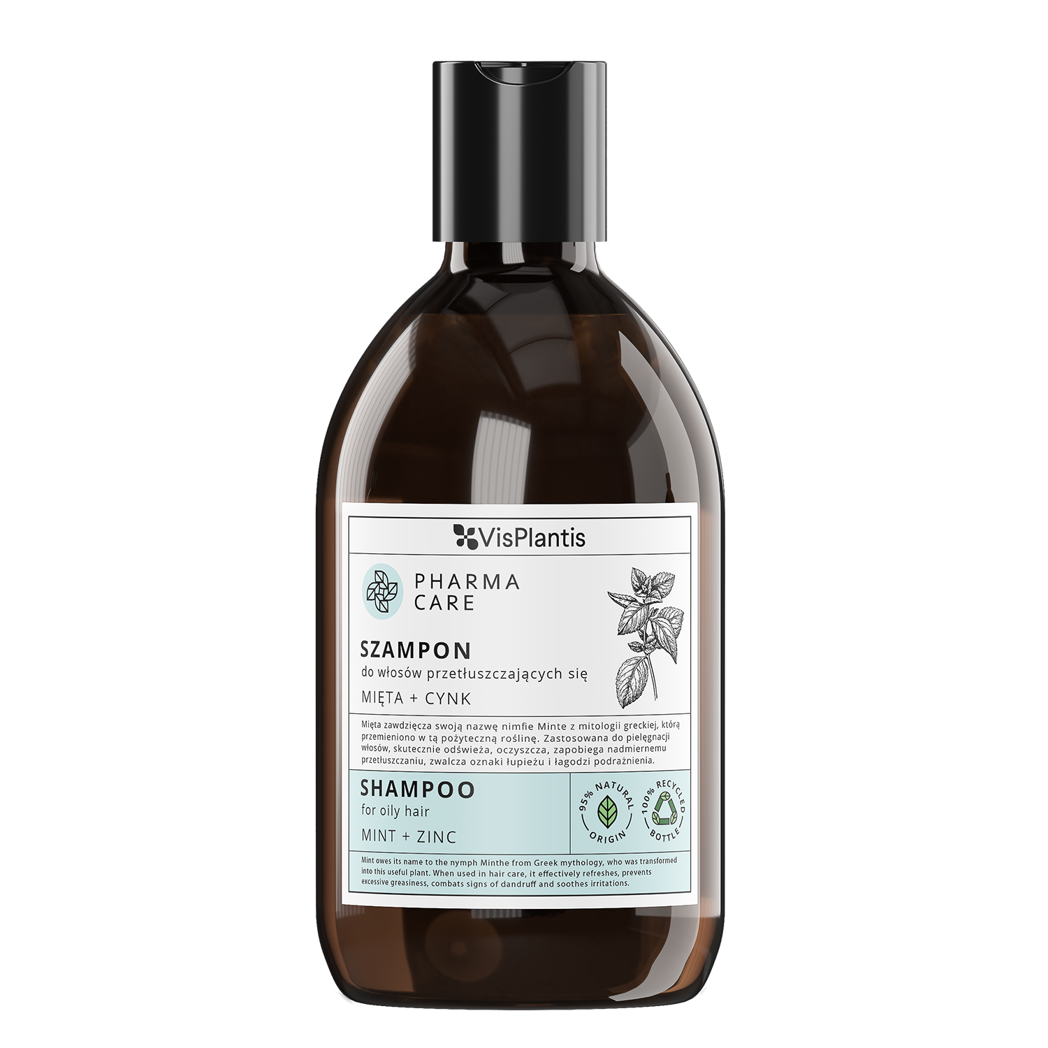 PHARMA CARE szampon do włosów przetłuszczających się, mięta + cynk 500ML