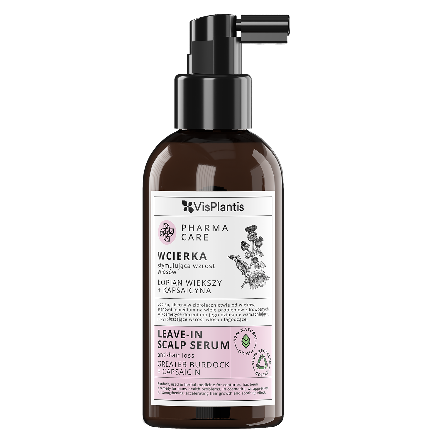 PHARMA CARE wcierka stymulująca wzrost włosów, łopian większy + kapsaicyna 150ML