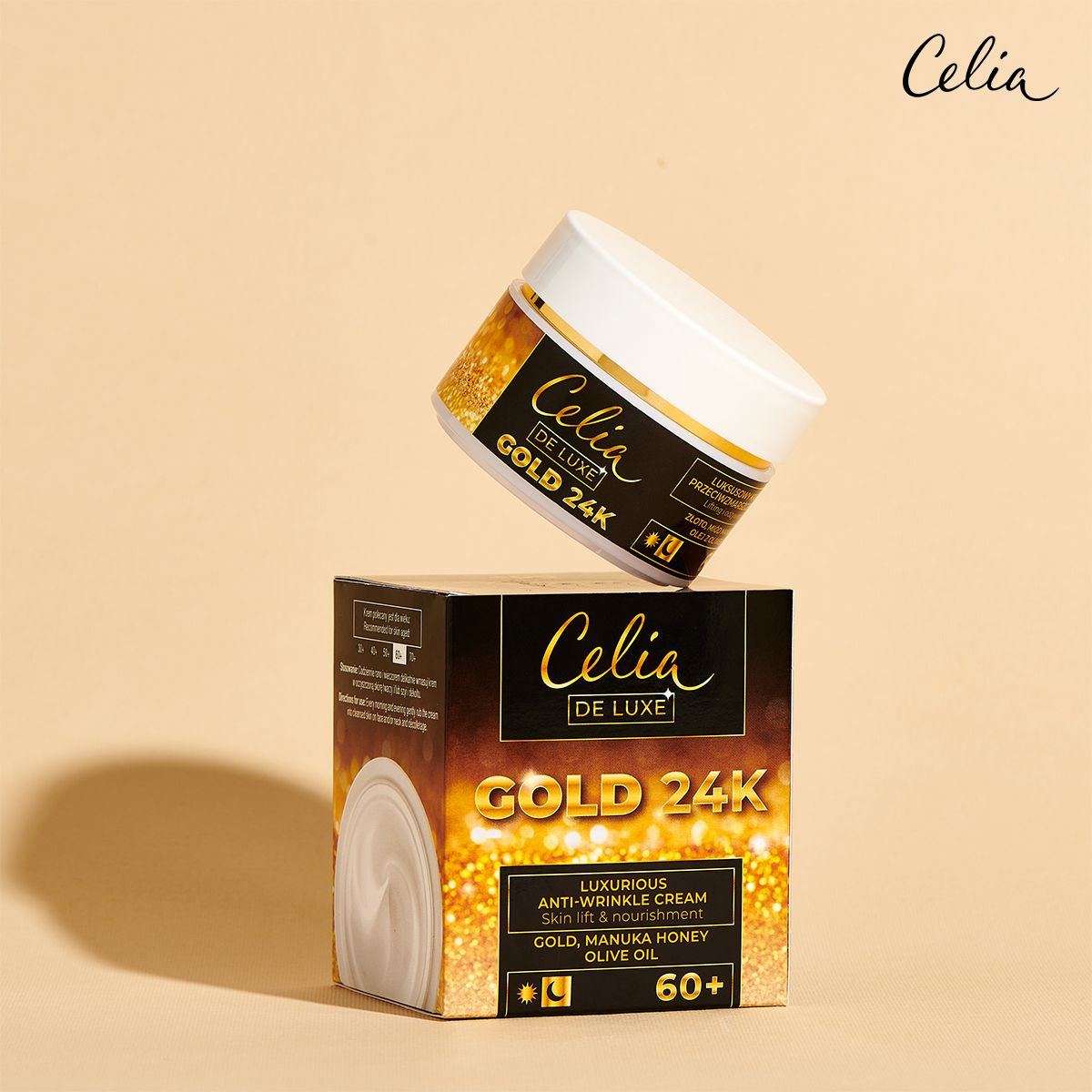 Крем для лица Celia Gold 24K 60+, против морщин, для зрелой кожи, 50 мл — фото 2
