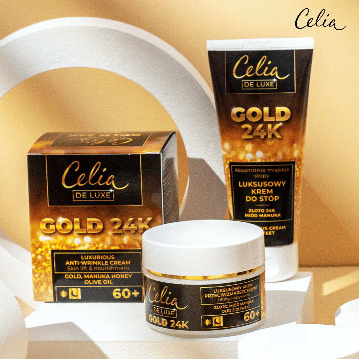 Крем для лица Celia Gold 24K 60+, против морщин, для зрелой кожи, 50 мл — фото 3