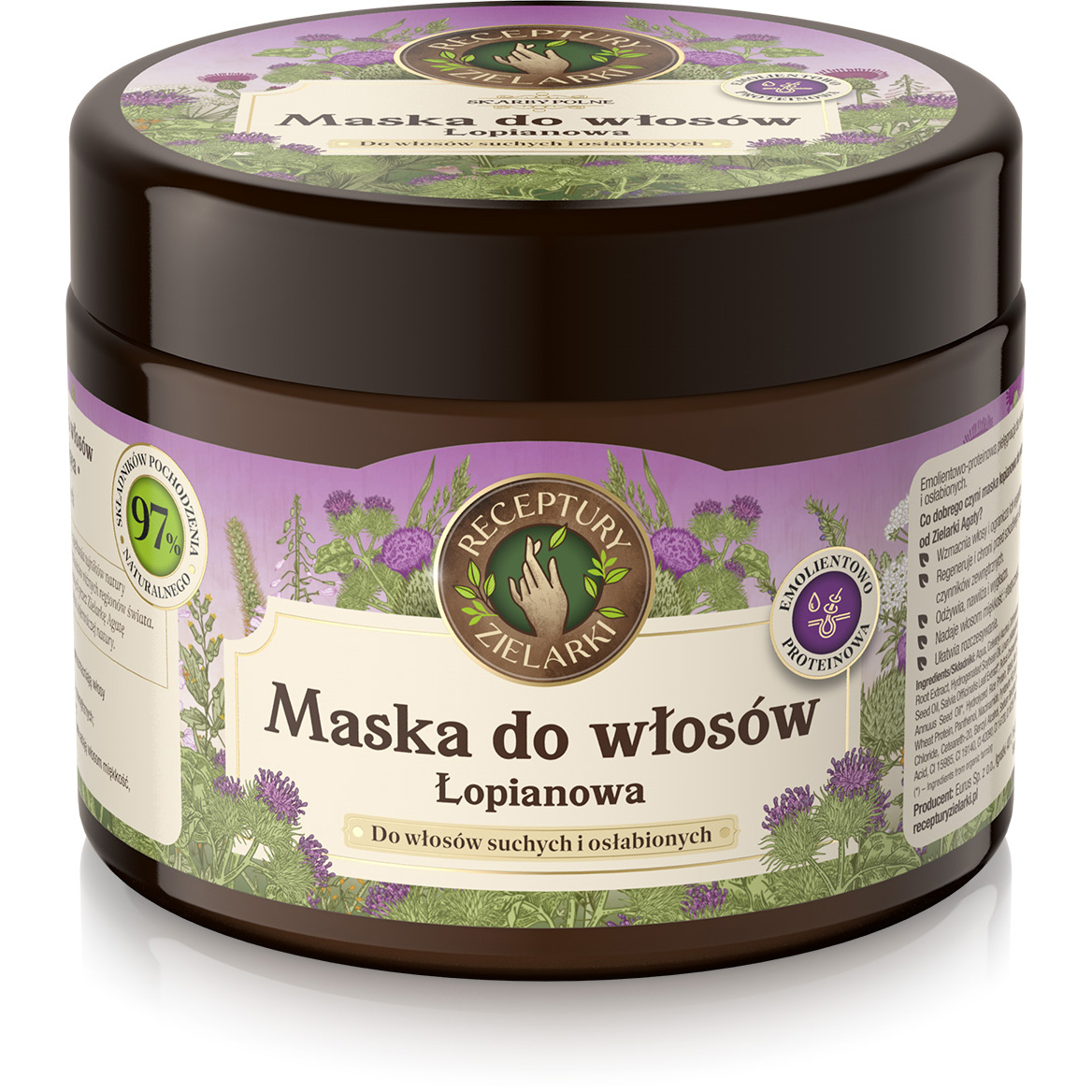 Receptury Zielarki łopianowa maska do włosów suchych i osłabionych emolientowa